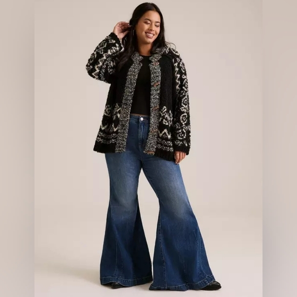Torrid Festi Boho Intarsia Toggle Button Soft Cardigan Sweater Plus Size 1X Nwt - Picture 5 of 5